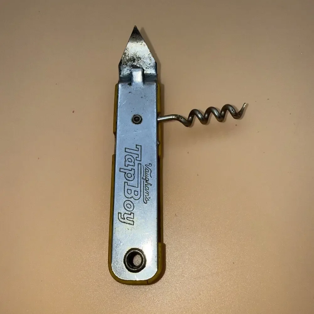 Vintage Vaughan's TAP BOY Yellow Bottle Can Opener with Corkscrew Chicago USA